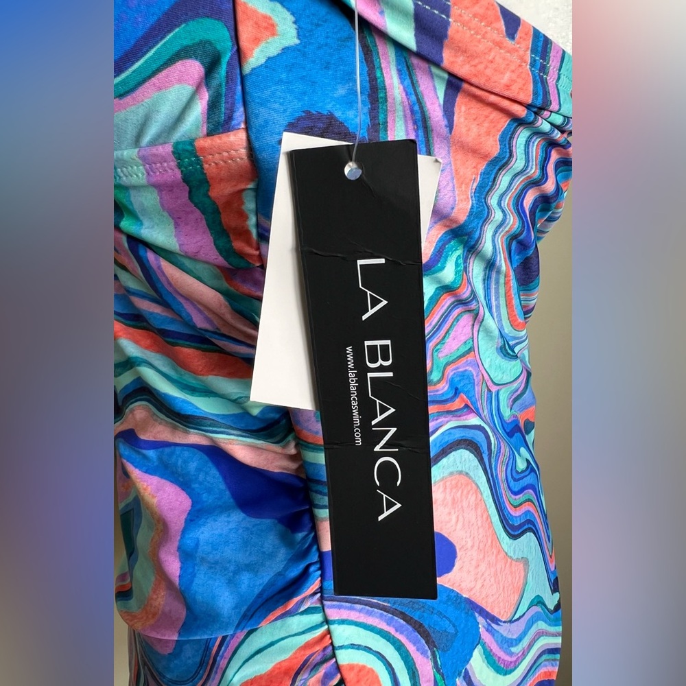 La Blanca Vibrant Multicolor Swirl Women's Tankini Swimsuit Top, Size 10, NWT - Picture 8 of 8